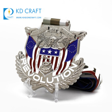Großhandel personalisierte kundenspezifische Metall-Emaille-Adler-Logo versilberte Souvenir-Militärmedaille